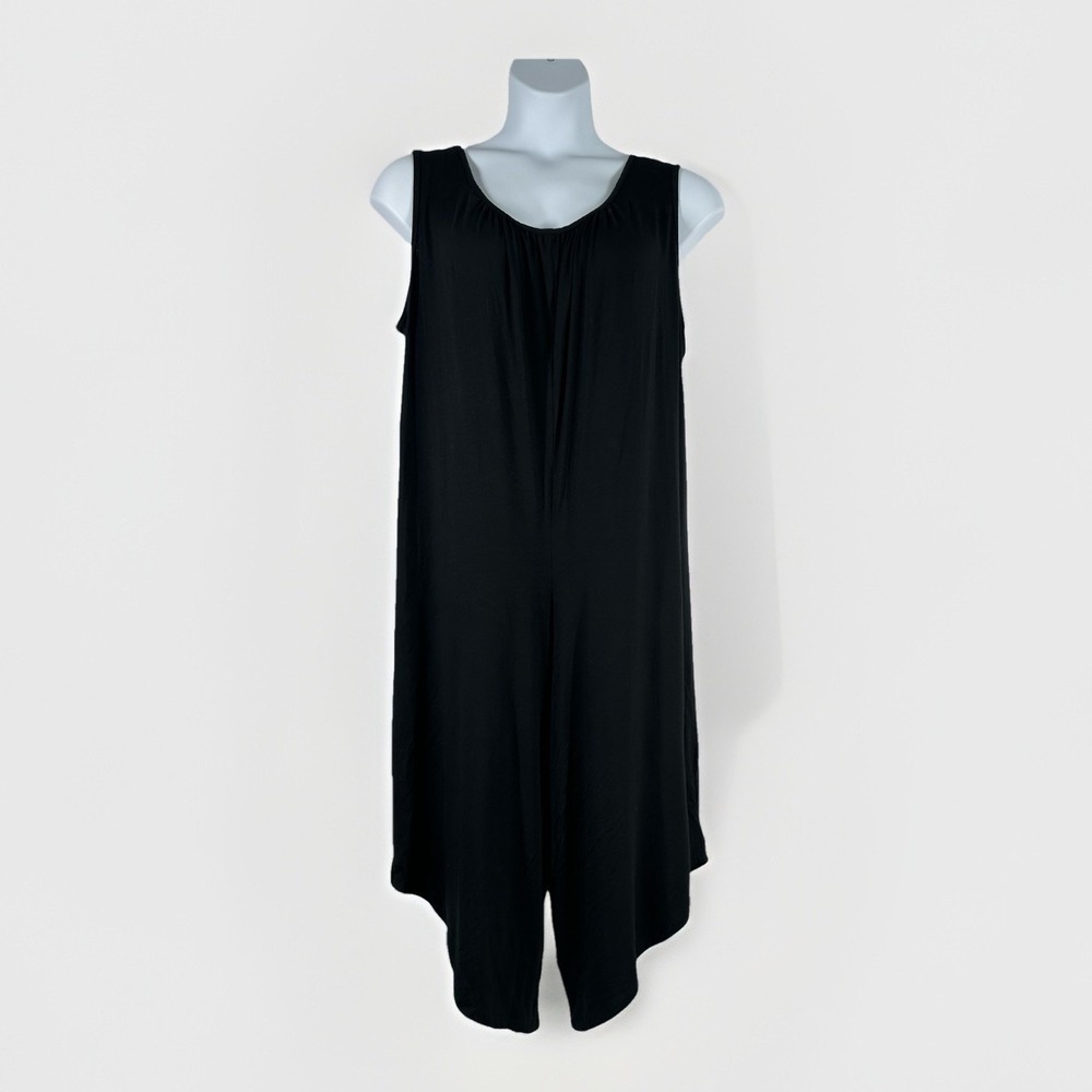 Poof New York Black Wide Leg Knit Jumpsuit Sz: 1X Beach Boho